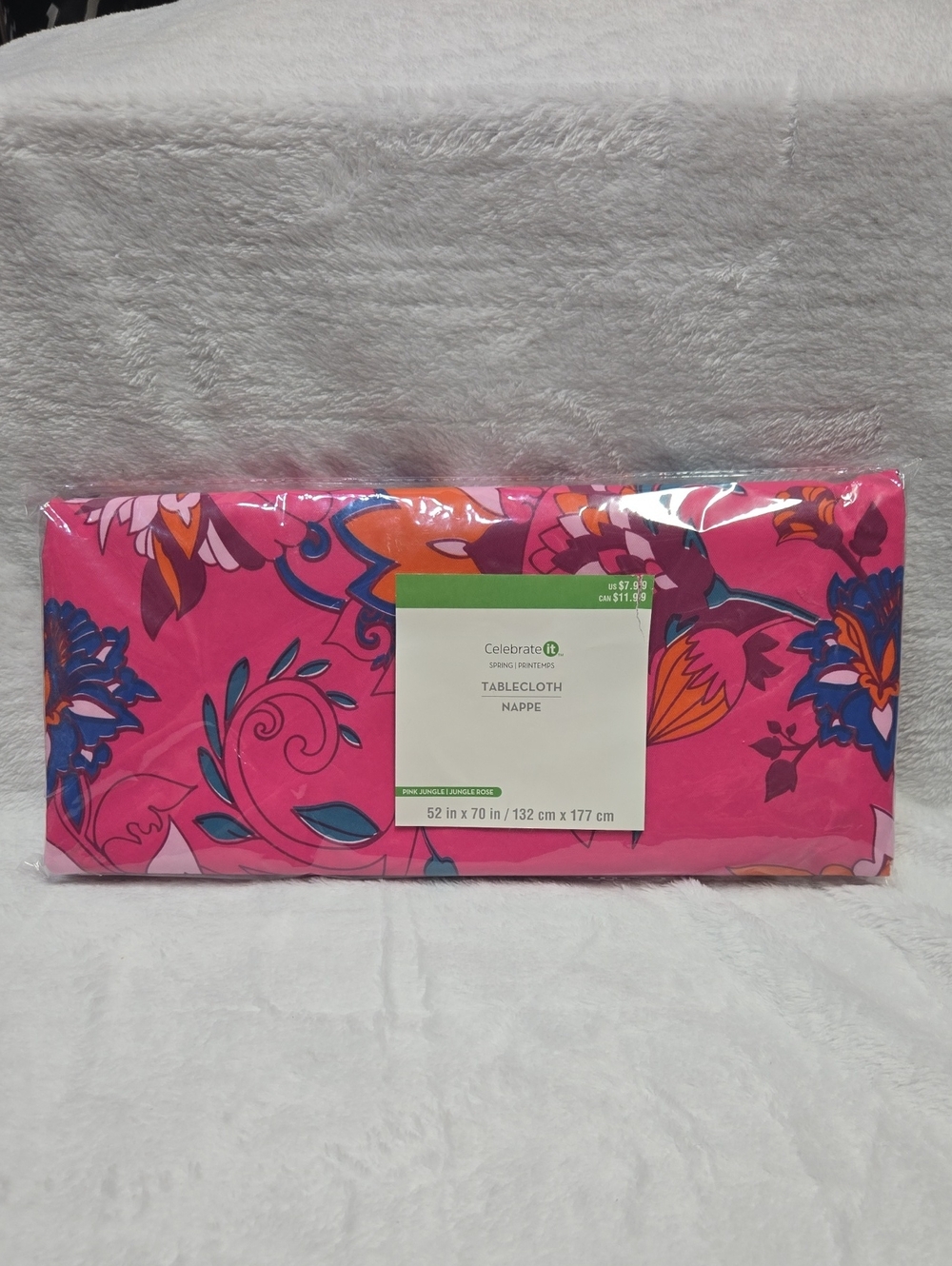 🌞NWT! Celebrate It Jungle Pink- Hot Pink Floral Packaged Tablecloth 52x70